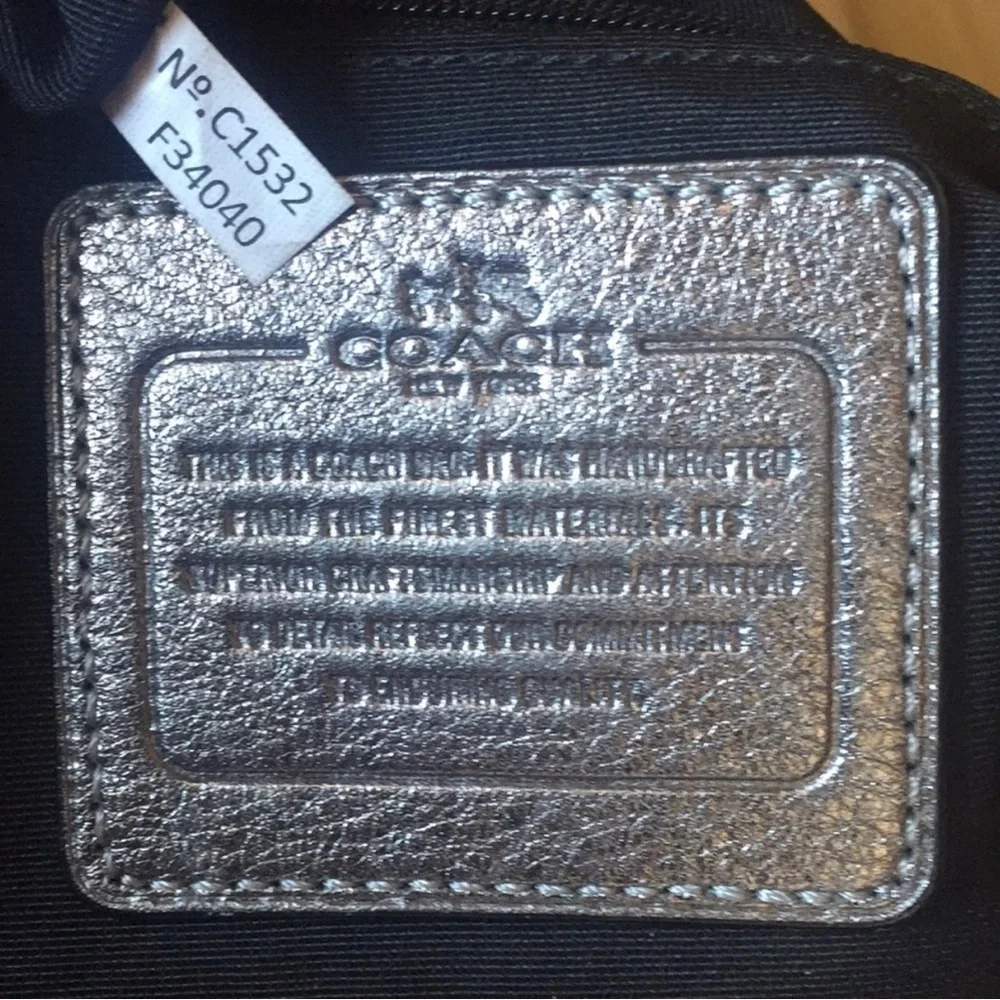 RARE Coach Mickie Silver Metallic Satchel and  Rare Matching Wallet
